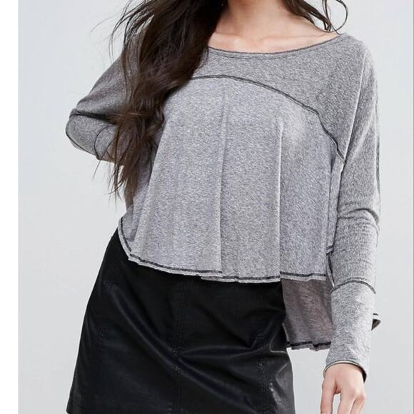 Free People We the Free Cloud Nine Boxy Swing Crop Top Size S Petite - Picture 3 of 10